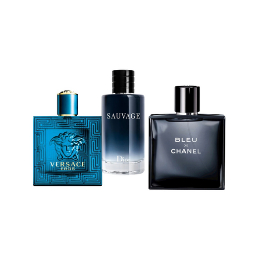 Set x3 Versace Eros, Sauvage Dior, Bleu Chanel